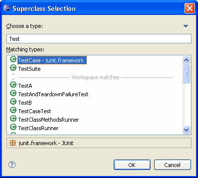 Superclass Selection dialog