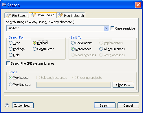 Java Search page