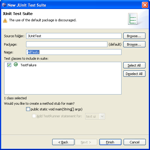 Test Suite wizard